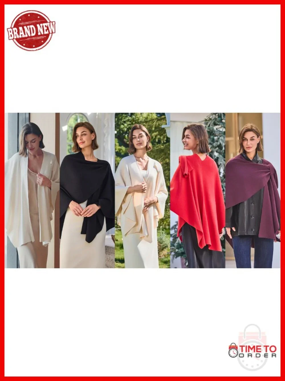 Knitted Cross Front Poncho Sweater Wrap Cape Shawl for Fall Winter One Size